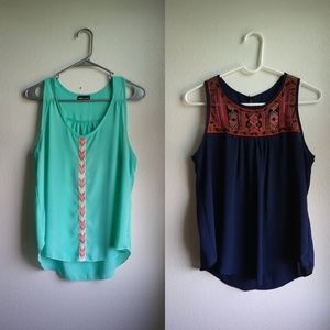 ✨ 2 Sleeveless Lace Detailed Tank Tops/ Blouses